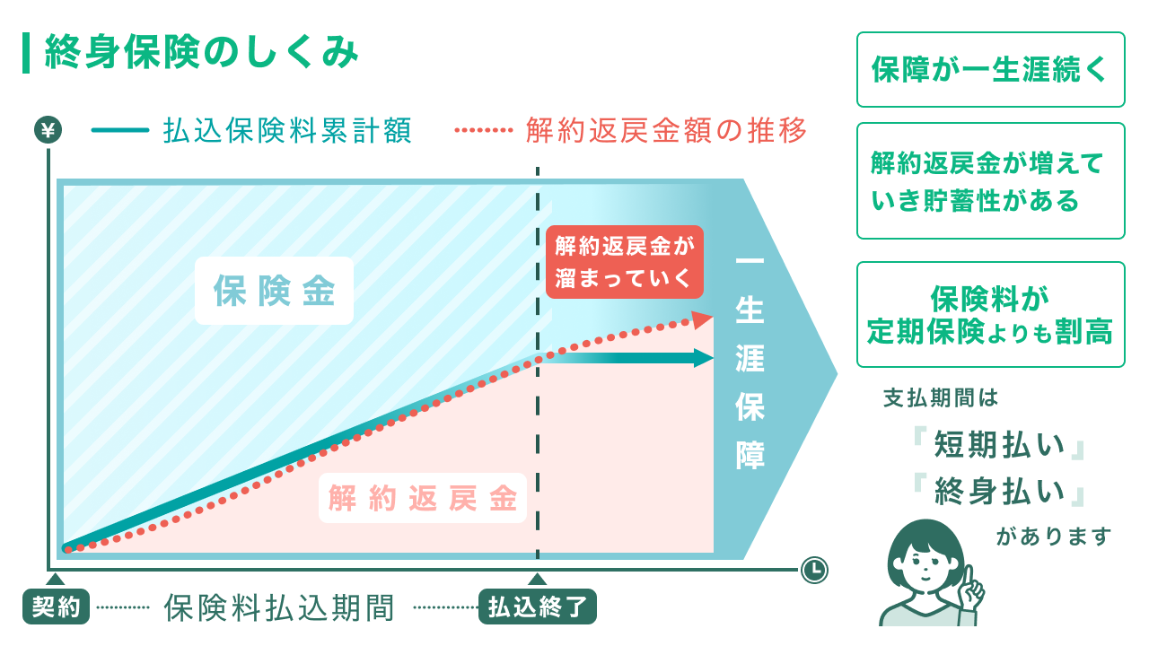 終身保険のしくみのグラフ