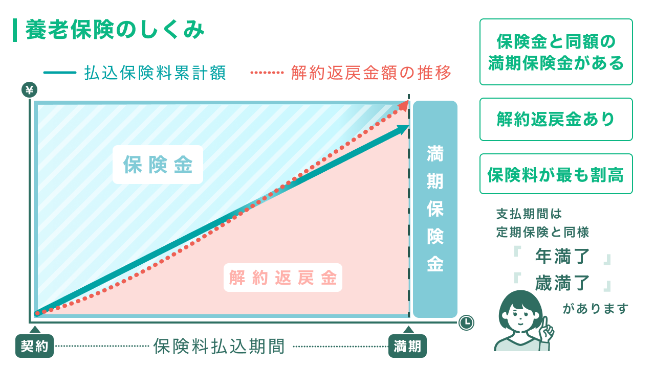 養老保険のしくみのグラフ